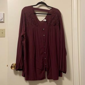 DC JEANS - burgundy button up blouse
